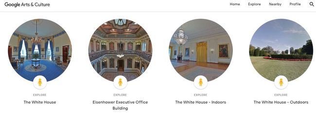 Google Arts & Culture'ın Beyaz Saray tur sayfası