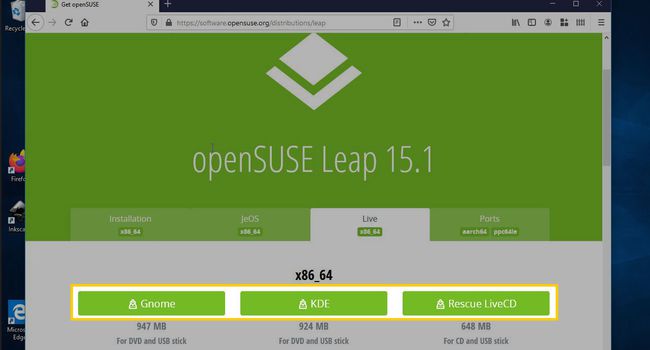 Опции на сайте openSUSE Leap