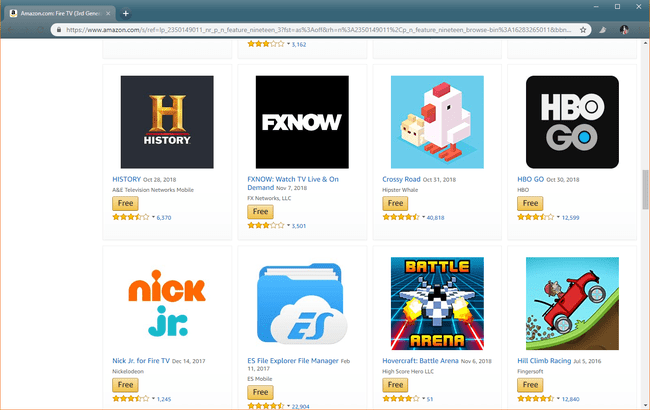 Скриншот приложений Fire TV в магазине приложений Amazon.