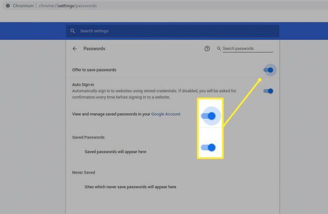 Mentse el a jelszavakat és az Automatikus bejelentkezés váltógombjait a Chrome beállításaiban