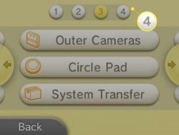 Toque 4 en la parte superior de la pantalla, luego toque Transferencia del sistema.