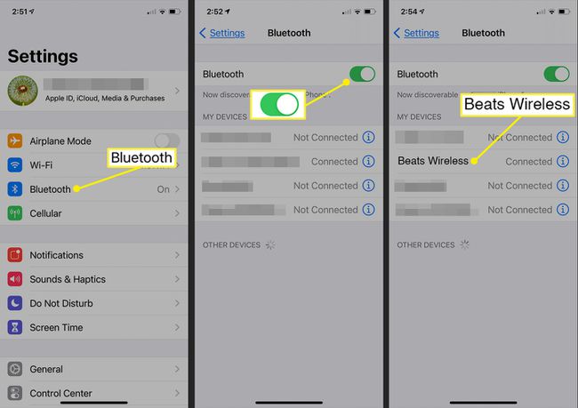 Bluetoothi ​​aktiveerimise ekraan iOS-is