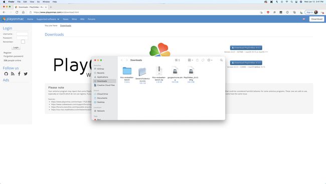 تم تمييز PlayOnMac في التنزيلات على جهاز Mac.