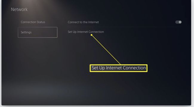 Ρυθμίσεις PlayStation 5 με επισήμανση Ρύθμιση σύνδεσης στο Internet