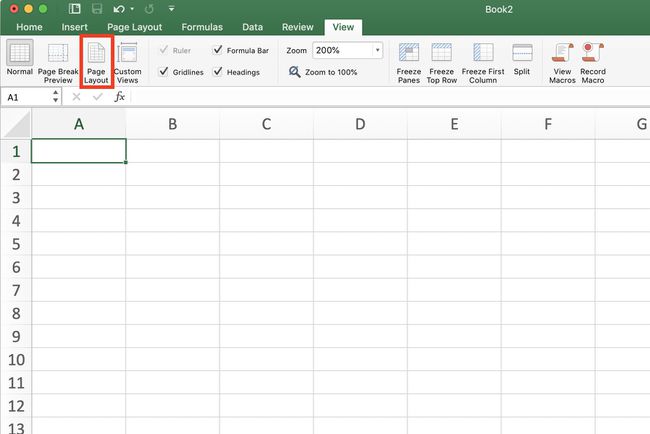 Excel zeigt die Schaltfläche " Seitenlayout" an