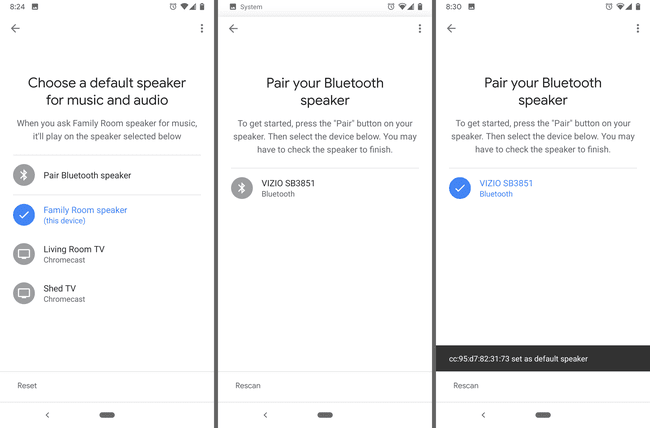 Google Home'i Bluetoothi ​​kõlarite sidumise nupp