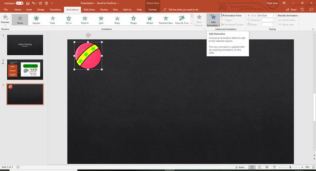 Zrzut ekranu funkcji PowerPoint Dodaj animację.