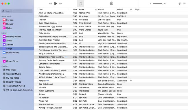 คลัง iTunes หรือ Apple Music เปิดสำหรับเพลง