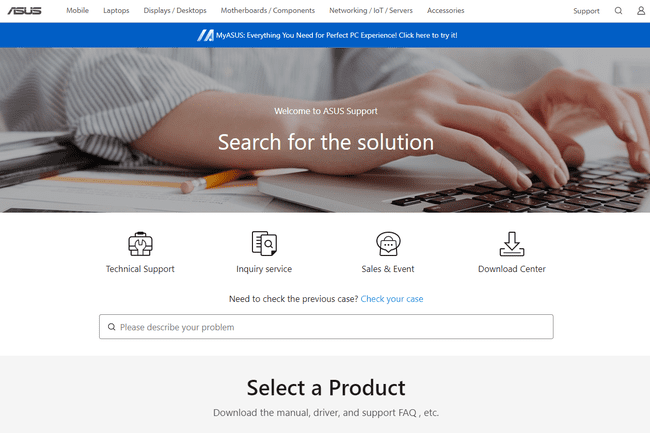 Asus destek sayfası