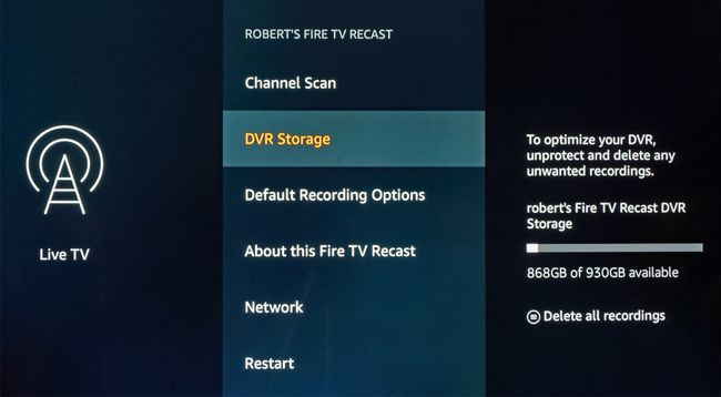 Verwalten Sie die Fire TV-Recast-Einstellungen über den Fire TV-Stick oder die Box-Details