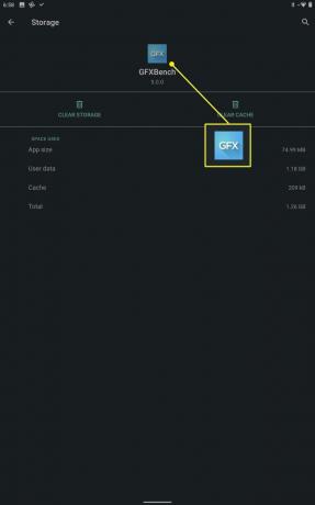 GFXBench-ikon fremhævet på en Android-tablet