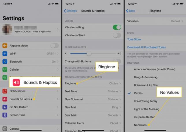 Sound & Haptik, Klingelton, Klingelton, den Sie in den iOS-Einstellungen erstellt haben