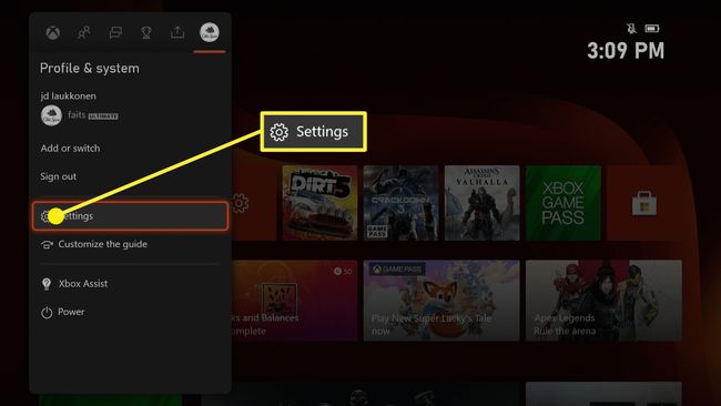 O perfil e o menu do sistema no Xbox Series X | S.