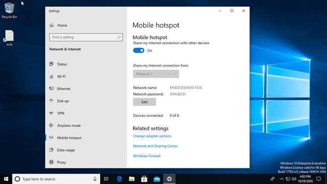 Windows 10 mobil erişim noktası etkin