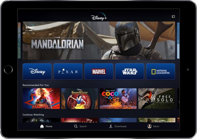 Disney+ ที่แสดงบนแท็บเล็ต