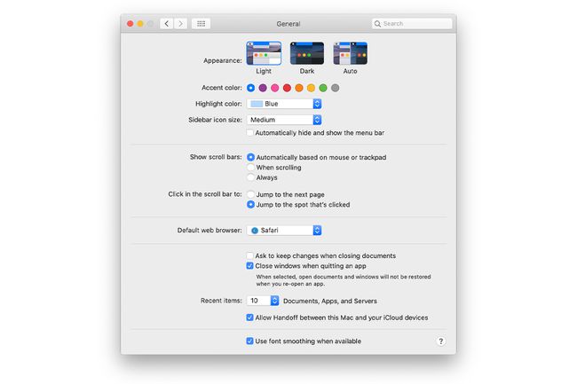 التفضيلات العامة على كمبيوتر Mac