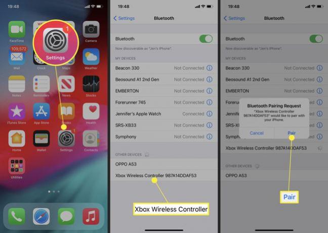 Étapes requises sur iPhone pour coupler une manette sans fil via Bluetooth