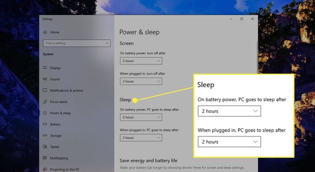 Configurações de suspensão do PC com Windows 10