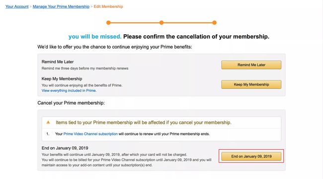 Amazonプライムをキャンセルする最終ページ