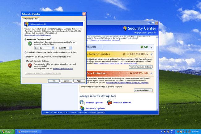 Windows XP Windows Güncelleme ayarları