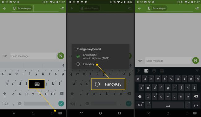 Pictograma tastaturii, caseta de selectare FancyKey pe Android