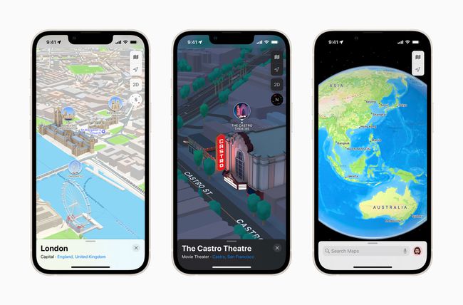 Drie nieuwe Apple Maps-schermen