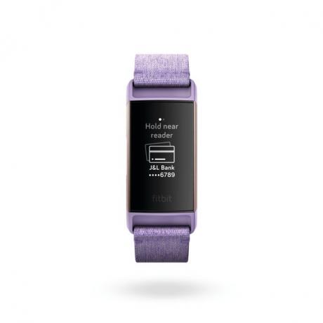 Banda de fitness Fitbit Charge 3 cu ecran de plată.