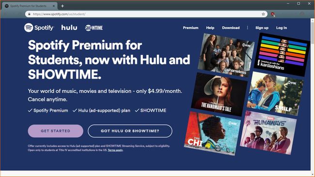 ภาพหน้าจอของส่วนลดสำหรับนักเรียน Spotify และ Hulu