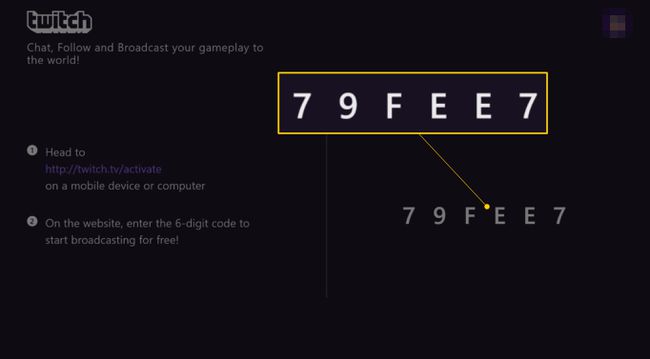Xbox One에서 Twitch에 로그인하기 위한 6자리 코드