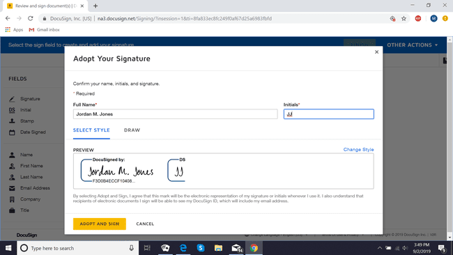 DocuSign Signatur erstellen