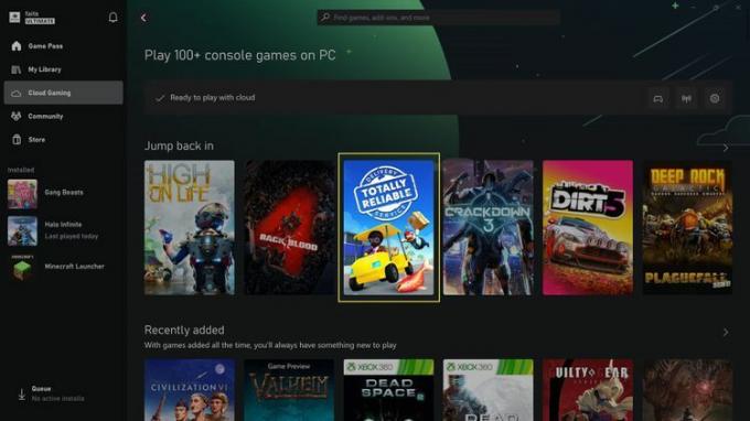 Spillet Totally Reliable Delivery Service fremhevet i Xbox-appen.