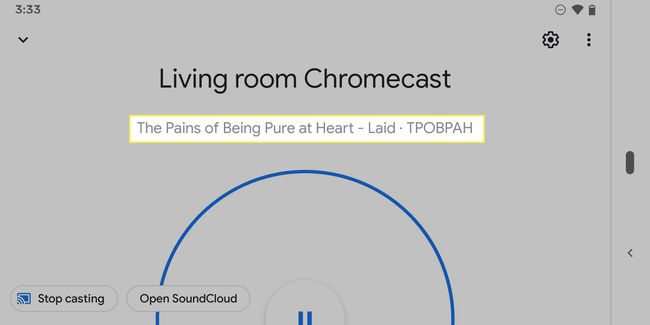 Chromecast साउंडक्लाउड गीत प्रदर्शित कर रहा है