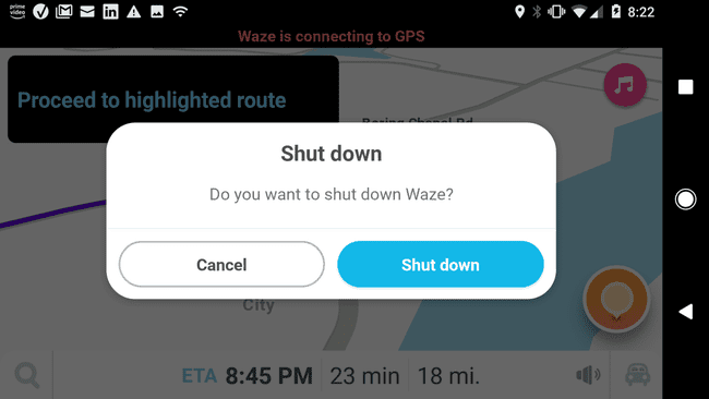 Wazeで終了するナビゲーションのスクリーンショット